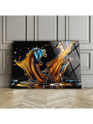 Petmudo AVM Soyut Cam Tablo , Modern Duvar Dekoru , Temperli Cam Üzerine Uv Baskı Sanatı , Ultra Kalite