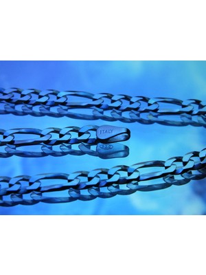 Marmaris Jewellery 925 Ayar Erkek Gümüş Kolye Üçlü Birleştirilmiş Halka Model 60 cm 5,5 mm Italyan Tasarım