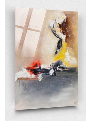 Petmudo AVM Sarı Kırmızı Modern Cam Tablo, Soyut Cam Tablo, Soyut Tablo,duvar Dekor,büyük Tablo, Cam Duvar Tablo