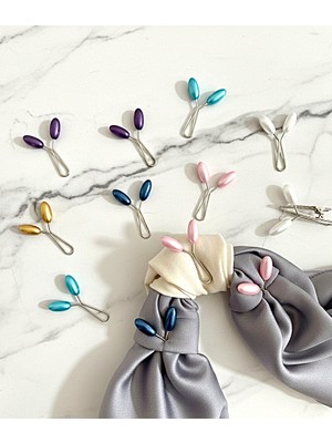 Eşarp Şal Klipsi 12 Adet Değişik Model Klips Kadın Tesettür Aksesuar Iğne