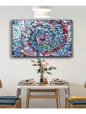 Petmudo AVM Rengarenk Geometrik Soyut Cam Tablo, Temperli ve Rodajlı Dayanıklı  Cam
