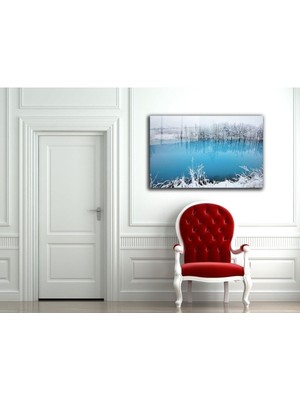 Petmudo AVM Kar, Kış, Göl, Ağaç ve Doğa Manzarası Cam Tablo, Temperli ve Rodajlı Dayanıklı  Cam