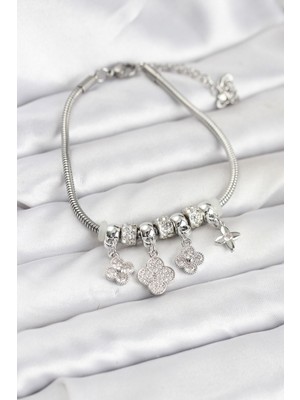 Ayder Timya Pirinç Gümüş Renk Yonca Model Kadın Bileklik - TJ-BB8194 TG/Tmya1395 227004