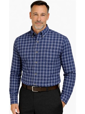 BURSPA Rahat Kesim Çizgili Kareli Kışlık Erkek Baba Gömlek