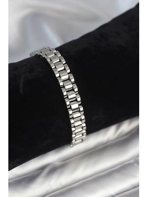 Dekofon 316L Çelik Gümüş Renk 9 mm Kalınlık Erkek Bileklik