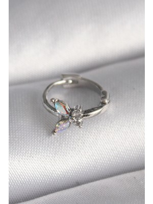 Dekofon 316L Çelik Gümüş Renk Zirkon Taşlı Kelebek Model Tragus Piercing