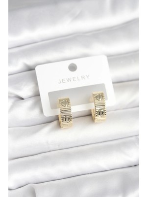 Dekofon Pirinç Gold Renk Halka Kadın Küpe