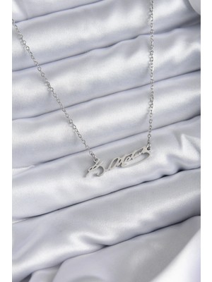BYZM 316L Çelik Zincir Gümüş Renk Atatürk Imza Figür Kadın Kolye