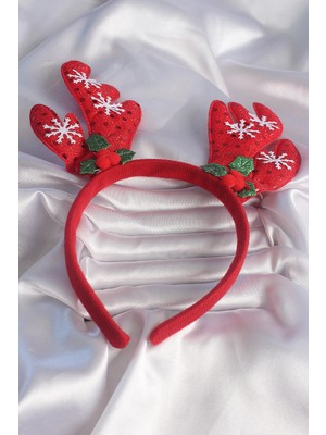 BYZM Yılbaşı Temalı Kar Tanesi Işleme Detay Geyik Boynuzu Figürlü Taç