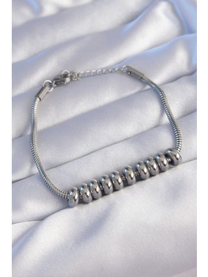 BYZM 316L Çelik Gümüş Renk Oval Figürlü Bileklik