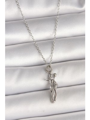 Mercansa 316L Çelik Gümüş Renk Zincir Sarılma Model Kadın Kolye