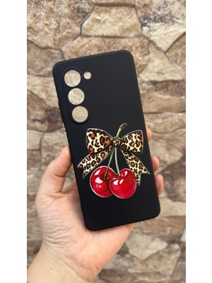 Vip Case Oppo A5 Uyumlu Kiraz Leopar Fiyonk Desenli Silikon Darbe Emici Klasik Korumalı Rubber Kılıf