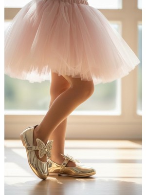 Gala Stil Gala Kelebekli Parlak Çocuk Babet