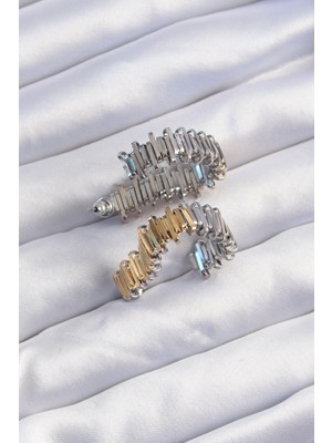 TE Dükkan Pirinç Gold Gümüş Renkli Tırtıklı Kalp Küpe