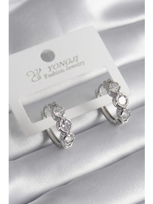 Mercansa Pirinç Gold Renk Zirkon Taşlı Kalp Detay Kadın Küpe