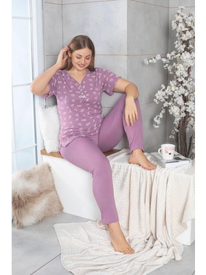 Büyük Beden Yazlık Pamuk Penye Kadın Pijama Takımı