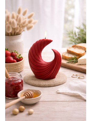 Flow Home Dekoratif Lüks Soya Mum, El Yapımı Doğal Mum, Uzun Yanma Süreli Ev Hediyesi, Ev Süsü Kırmızı  300 G