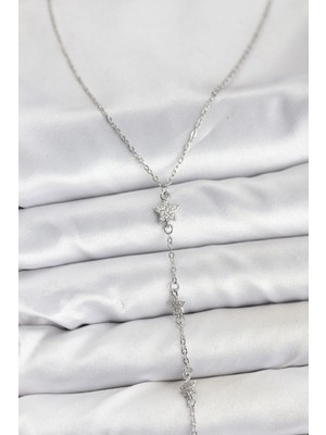 BYZM 316L Çelik Zincir Gümüş Renkli Yıldız Model Kadın Y Kolye