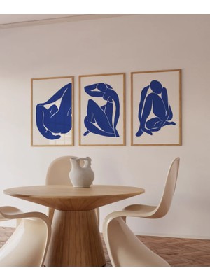 Pam Studio Minimalist Siyah Beyaz Kadın Silüetleri 3’lü Ahşap Çerçeveli Tablo Seti – Modern Duvar Dekoru