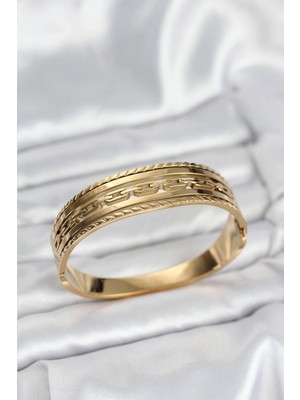 Mercansa 316L Çelik Gold Renk Vintage Model Kadın Kelepçe Bileklik