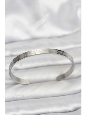 Mercansa 316L Çelik Gümüş Renk Ayetel Kürsi Yazılı Bileklik