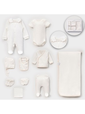 Lovemaxx 3008LV - Yeni Doğan Kız Bebek 10’lu Set | Bej Tonlarda Minimal & Şık Yenidoğan Takımı