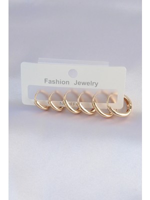TE Dükkan Pirinç Gold Renk Oval Küpe Seti