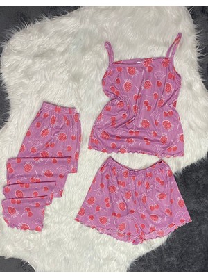 Deniz Home Wear Yazlık Pegasus Kumaş 3 Lü Kadın Pijama Takımı