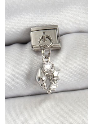 Mercansa 316L Çelik Sallantılı Zirkon Taşlı Deniz Kabuğu ve Yıldız Model Gümüş Renk Nomination Charm