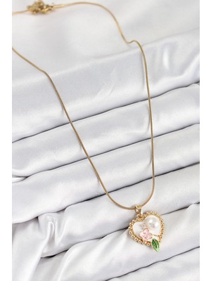 Nehir 316L Çelik Sanatsal Portre Model Gold Renk Kadın Kolye