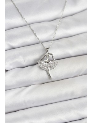 Mercansa 316L Çelik Gümüş Renk Balerin Model Kadın Kolye