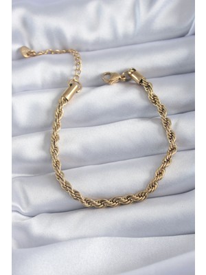 Nehir 316L Çelik Gold Renk Burgu Model Kadın Bileklik