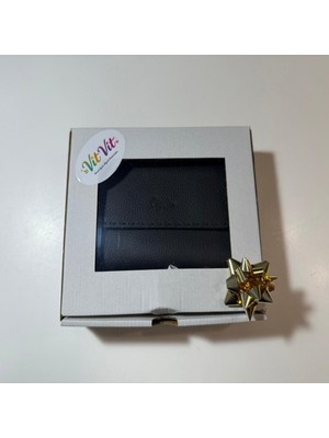 Hakiki Deri Kadın Cüzdan Orta Boy Siyah