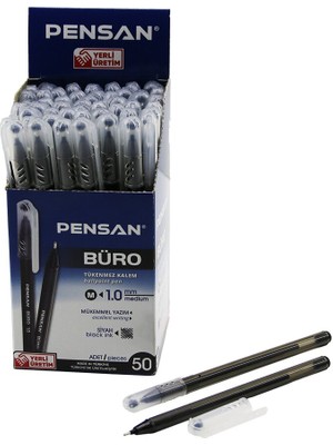 İlk El Grup Ieg™ 50 Adet Pensan Büro Siyah Tükenmez Kalem M-Medium - 1.0mm Uç ()