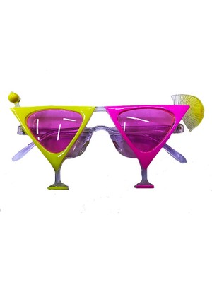İlk El Grup Ieg™ Sarı Pembe Renk Martini Parti Gözlüğü ()