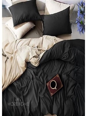 More Home Tek  Kişilik Nevresim Seti + Yastık Kılıfı  Siyah Bej