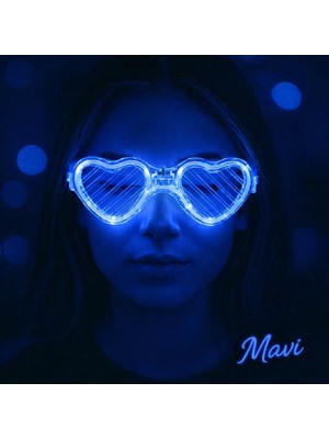 İlk El Grup Ieg™ Mavi LED Işıklı Kalp Gözlük – 3 Modlu Parti - Glow Gözlüğü ()
