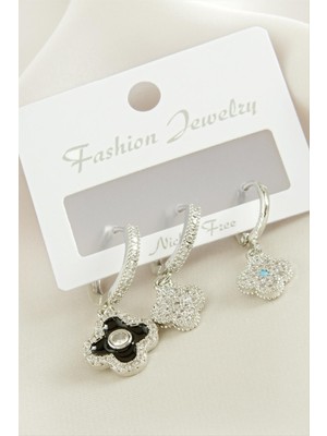 İlk El Grup Ieg™ 3 Adet Çiçek Zirkon Taşlı Küpe