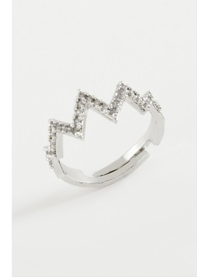 İlk El Grup Ieg™ Zikzak Taşlı Metal Yüzük