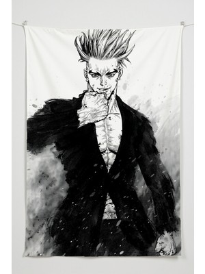 Charmbi Sun Ken Rock Duvar Örtüsü – Çok Renkli Anime Temalı Kumaş Oda Dekoru Tapestry