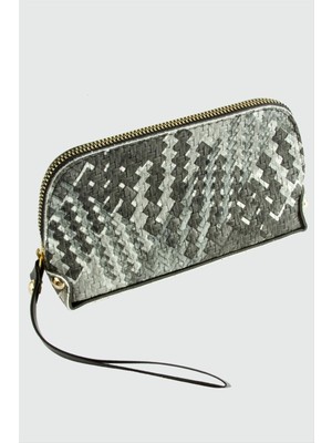 İlk El Grup Ieg™ Gri Hasır Desenli Dikdörtgen Deri Cüzdan