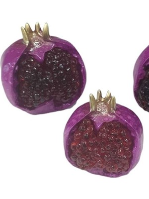 Es Dekor 2'li Mor Renk Polyester Nar Biblo Seti (Orta 8cm, Küçük 6cm)