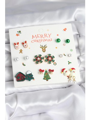 İlk El Grup Yılbaşı Temalı 8 Çift Küpe Seti