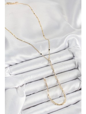 İlk El Grup Pirinç Zirkon Taşlı Model Gold Renk Y Kolye