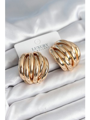 İlk El Grup Pirinç Gold Renk Vintage Kadın Küpe