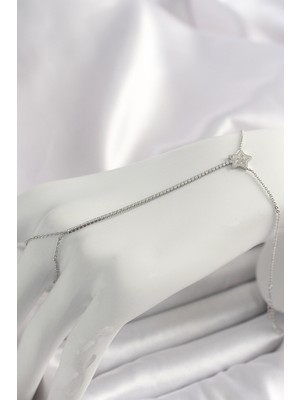 İlk El Grup Pirinç Gümüş Renk Su Yolu Zirkon Taşlı Yıldız Model Kadın Şahmeran