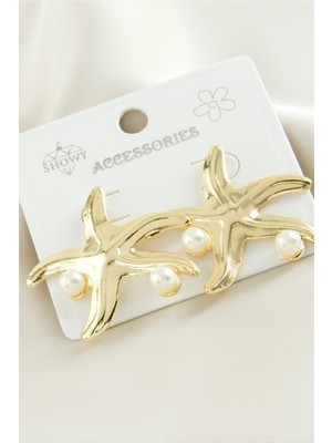 İlk El Grup Ieg™ Deniz Yıldızı Metal Inci Küpe