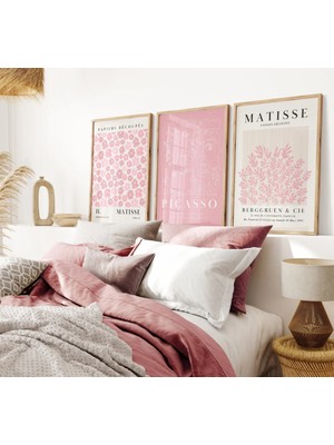 Pam Studio Henri Matisse & Picasso Esintili 3’lü Pembe Modern Tablo Seti – Boho ve Minimalist Dekor