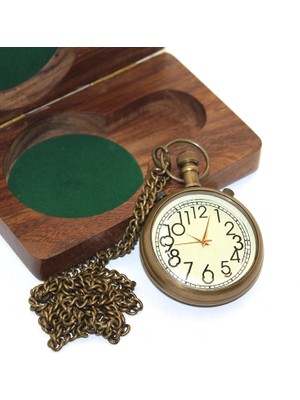 İlk El Grup Ieg™ Ahşap Kutulu Pirinç Köstekli Saat KSK2056