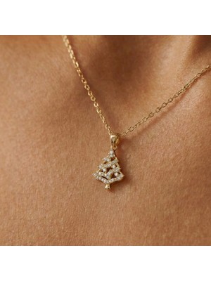 Baleno Concept 925 Ayar Gümüş Yılbaşı Temalı Minimal Çam Ağacı Yeni Yıl Kolye